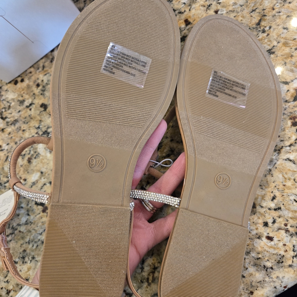 NWT A New Day Beige T-Strap Rhinestone Sandal - Picture 6 of 6